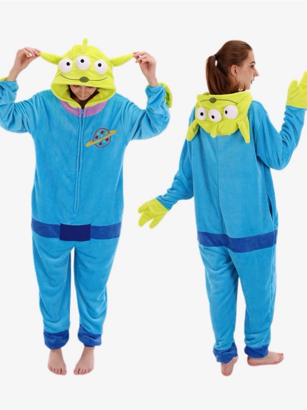 Amazon Blue and Lime Alien Onesie Costume